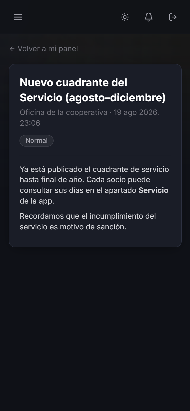 Comunicado urgente en el móvil