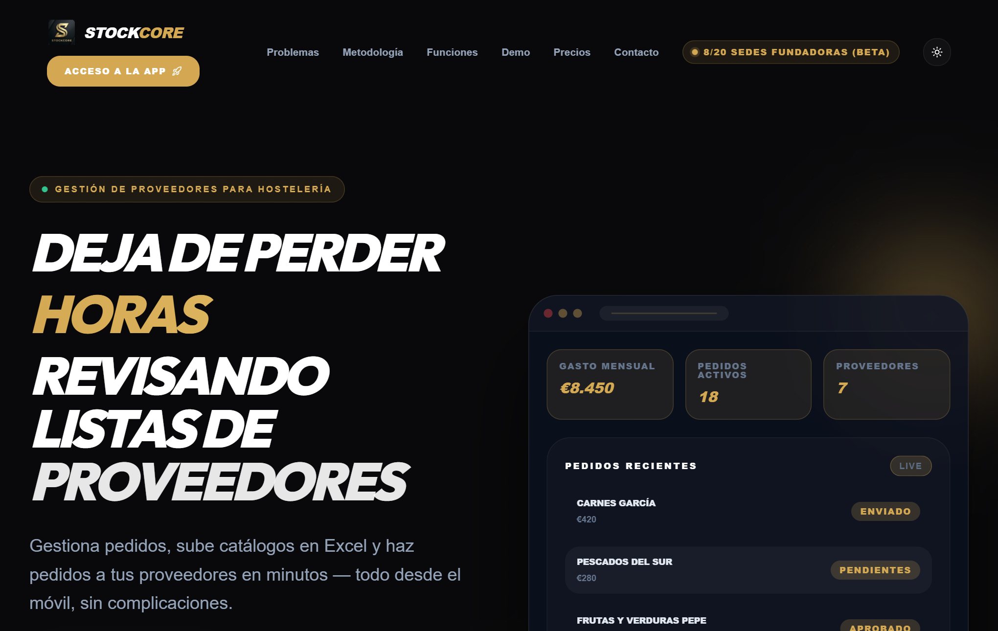 StockCore: software de pedidos y gestión de proveedores para restaurantes